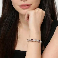 Sale Gabriel & Co. 925 Sterling Silver Bujukan Link Chain Bracelet with Black and Purple Enamel