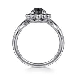 Gabriel & Co. 925 Sterling Silver Bujukan Pear Shape Onyx Chevron Ring