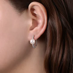 Online Gabriel & Co. 925 Sterling Silver Bujukan Pearl Classic Hoop Earrings