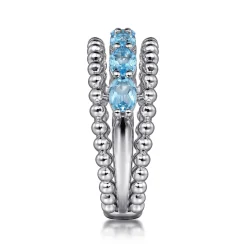 New Gabriel & Co. 925 Sterling Silver Bujukan Swiss Blue Topaz Easy Stackable Ring