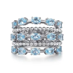 Discount Gabriel & Co. 925 Sterling Silver Bujukan Swiss Blue Topaz Easy Stackable Ring