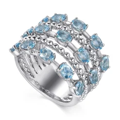 Discount Gabriel & Co. 925 Sterling Silver Bujukan Swiss Blue Topaz Easy Stackable Ring