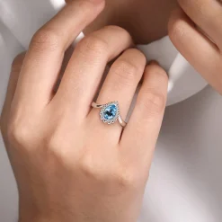 Outlet Gabriel & Co. 925 Sterling Silver Bujukan Swiss Blue Topaz Chevron Ring