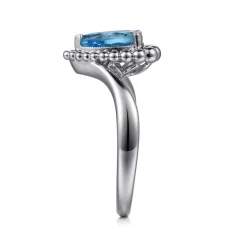 Outlet Gabriel & Co. 925 Sterling Silver Bujukan Swiss Blue Topaz Chevron Ring