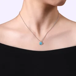 New Gabriel & Co. 925 Sterling Silver Bujukan Swiss Blue Topaz Pendant Necklace