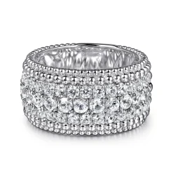 Outlet Gabriel & Co. 925 Sterling Silver Bujukan White Sapphire Wide Band Ring