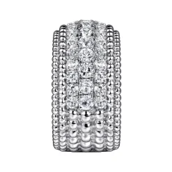 Outlet Gabriel & Co. 925 Sterling Silver Bujukan White Sapphire Wide Band Ring