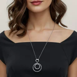 Discount Gabriel & Co. 925 Sterling Silver Bujukan White Sapphire Pendant Drop Necklace