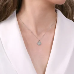 Online Gabriel & Co. 925 Sterling Silver Bujukan White Sapphire Pave Pendant Necklace