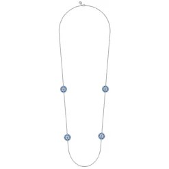 Gabriel & Co. 925 Sterling Silver Bujukan White Sapphire and Blue Sapphire Station Necklace with Blue and Dust Blue and White Enamel