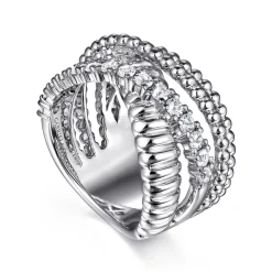 Discount Gabriel & Co. 925 Sterling Silver Bujukan White Sapphire Lady's Criss Cross Ring