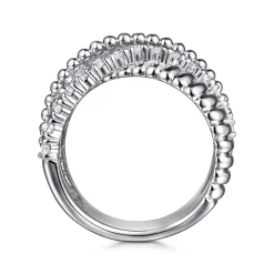 Discount Gabriel & Co. 925 Sterling Silver Bujukan White Sapphire Lady's Criss Cross Ring
