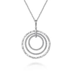 Online Gabriel & Co. 925 Sterling Silver Bujukan White Sapphire Triple Row Circle Pendant Necklace