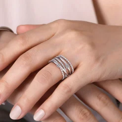 Outlet Gabriel & Co. 925 Sterling Silver Bujukan White Sapphire Criss Cross Ring