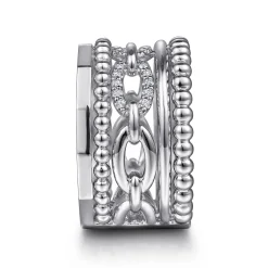 Outlet Gabriel & Co. 925 Sterling Silver Bujukan White Sapphire Easy Stackable Ring