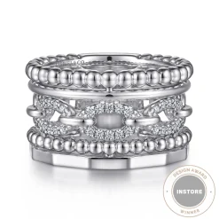 Outlet Gabriel & Co. 925 Sterling Silver Bujukan White Sapphire Easy Stackable Ring