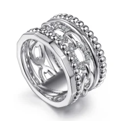 Outlet Gabriel & Co. 925 Sterling Silver Bujukan White Sapphire Easy Stackable Ring