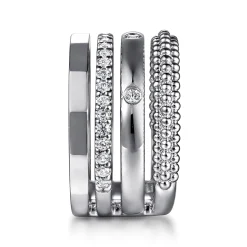 New Gabriel & Co. 925 Sterling Silver Bujukan White Sapphire Easy Stackable Ring