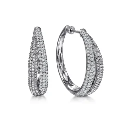 Discount Gabriel & Co. 925 Sterling Silver Bujukan White Sapphire 30mm Intricate Hoop Earrings