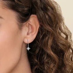 Outlet Gabriel & Co. 925 Sterling Silver Bujukan White Sapphire Starburst Drop Earrings