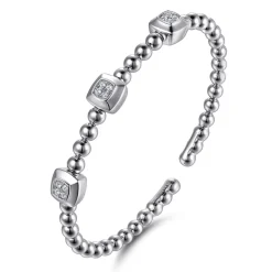 Best Gabriel & Co. 925 Sterling Silver Bujukan White Sapphire Station Bangle Bracelet