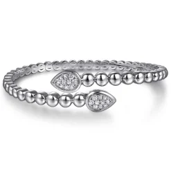 Clearance Gabriel & Co. 925 Sterling Silver Bujukan White Sapphire Bypass Bangle Bracelet