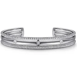 Outlet Gabriel & Co. 925 Sterling Silver Bujukan White Sapphire Multi Row Cuff Bracelet