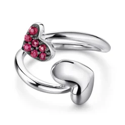 Hot Gabriel & Co. 925 Sterling Silver Bypass Heart Ring with Ruby Stones
