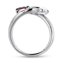Hot Gabriel & Co. 925 Sterling Silver Bypass Heart Ring with Ruby Stones