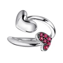 Hot Gabriel & Co. 925 Sterling Silver Bypass Heart Ring with Ruby Stones