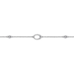 Sale Gabriel & Co. Sterling Silver Chain Ankle Bracelet with Oval Links and White Sapphire Stations