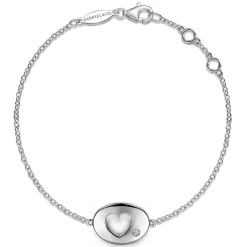Hot Gabriel & Co. 925 Sterling Silver Chain Bracelet with Diamond Cutout Heart Charm