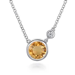 Online Gabriel & Co. 925 Sterling Silver Citrine and Diamond Pendant Necklace