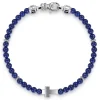 Sale Gabriel & Co. 925 Sterling Silver Cross Bracelet with 4mm Lapis Beads