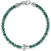 Discount Gabriel & Co. 925 Sterling Silver Cross Bracelet with 4mm Malachite Beads