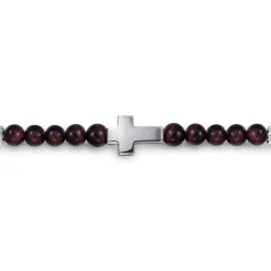 Clearance Gabriel & Co. 925 Sterling Silver Cross Bracelet with 4mm Tiger Eye Beads