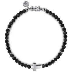 Outlet Gabriel & Co. 925 Sterling Silver Cross Bracelet with 4mm Onyx Beads