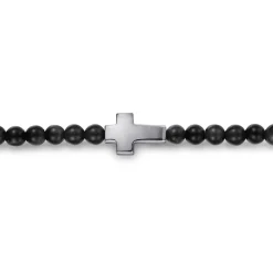 Outlet Gabriel & Co. 925 Sterling Silver Cross Bracelet with 4mm Onyx Beads