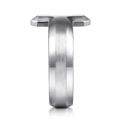 Sale Gabriel & Co. 925 Sterling Silver Cross Men's Faceted Ring