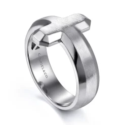 Sale Gabriel & Co. 925 Sterling Silver Cross Men's Faceted Ring