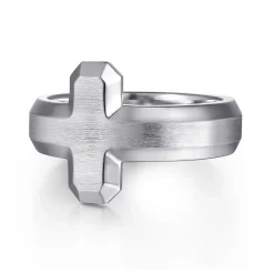Sale Gabriel & Co. 925 Sterling Silver Cross Men's Faceted Ring