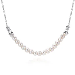 Online Gabriel & Co. 925 Sterling Silver Cultured Pearl String Bar Necklace