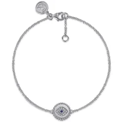 Sale Gabriel & Co. Sterling Silver Diamond And B Grade Blue Sapphire Bujukan Mystic Eyes Bracelet