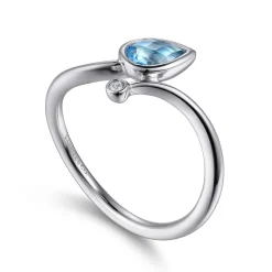 Sale Gabriel & Co. 925 Sterling Silver Diamond and Blue Topaz Teardrop Bypass Ring