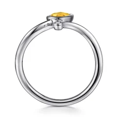 Discount Gabriel & Co. 925 Sterling Silver Diamond and Citrine Teardrop Bypass Ring