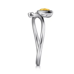 Discount Gabriel & Co. 925 Sterling Silver Diamond and Citrine Teardrop Bypass Ring
