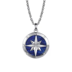 Online Gabriel & Co. 925 Sterling Silver Diamond and Lapis Compass Pendant Necklace 22 inch