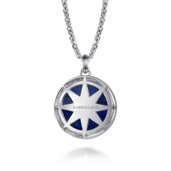 Online Gabriel & Co. 925 Sterling Silver Diamond and Lapis Compass Pendant Necklace 22 inch