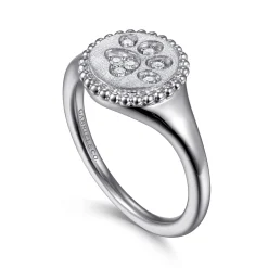 Clearance Gabriel & Co. 925 Sterling Silver Diamond Bujukan Paw Print Medallion Ladies Ring