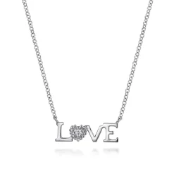 Hot Gabriel & Co. 925 Sterling Silver Diamond Bujukan LOVE Pendant Necklace